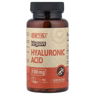 Deva, Ácido hialurónico vegano, 100 mg, 90 comprimidos