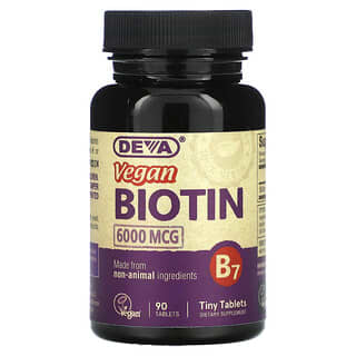 Deva, Biotine vegan, 6000 µg, 90 comprimés