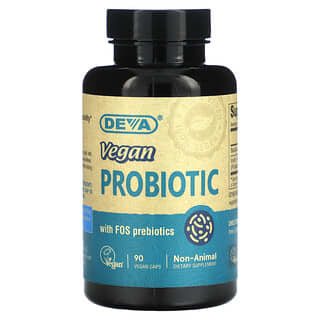Deva, Probiótico vegano prémium con prebiótico FOS, 90 cápsulas veganas