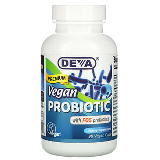 Deva, Probiotiques vegan premium avec prébiotiques FOS, 90 capsules vegan
