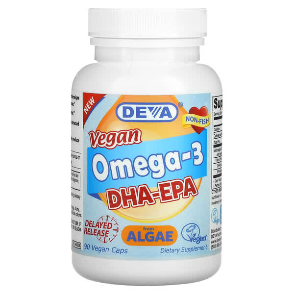 Deva, 素食 Omega-3 DHA-EPA，緩釋，90 粒全素膠囊