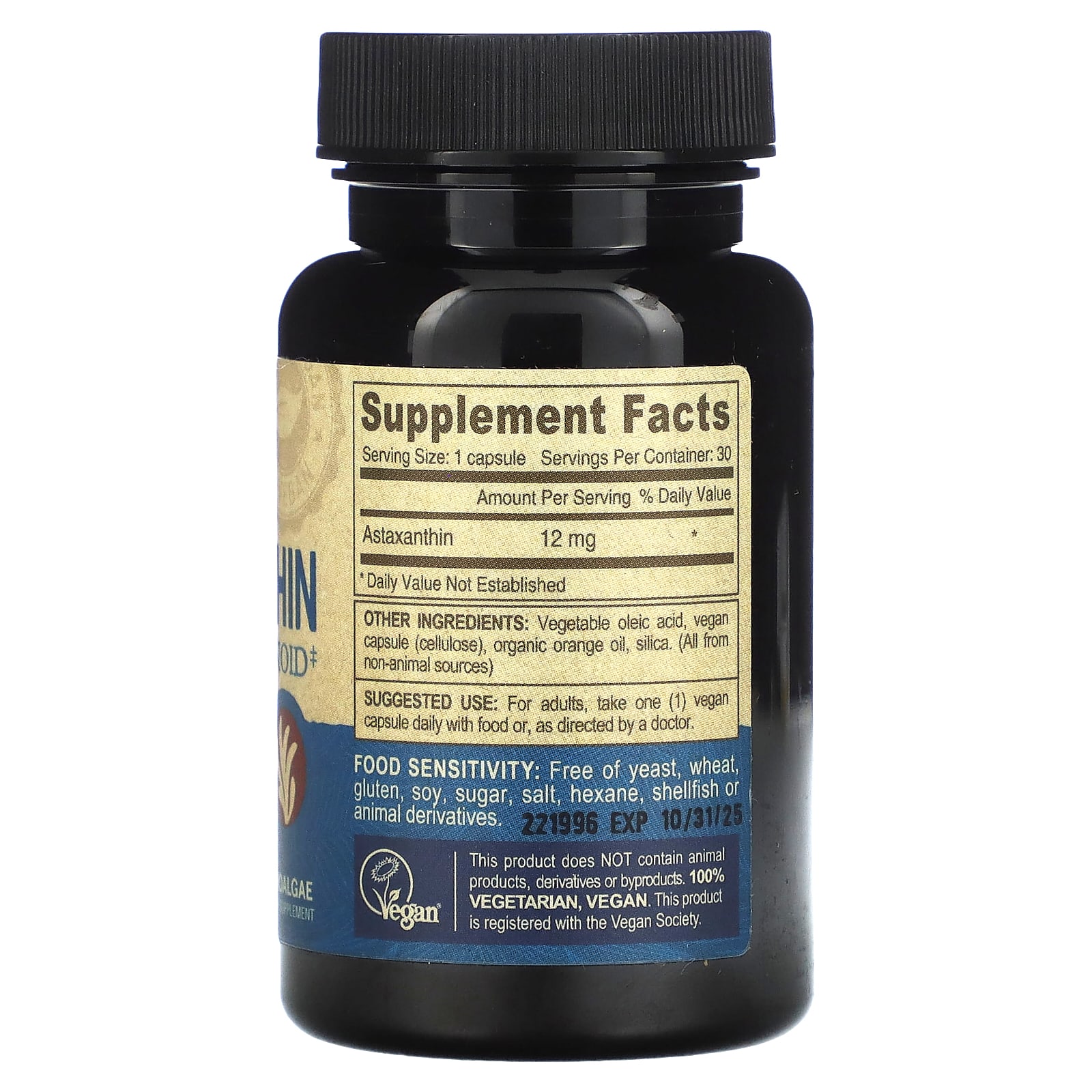 Deva Vegan Astaxanthin Super Carotenoid Mg Vegan Caps