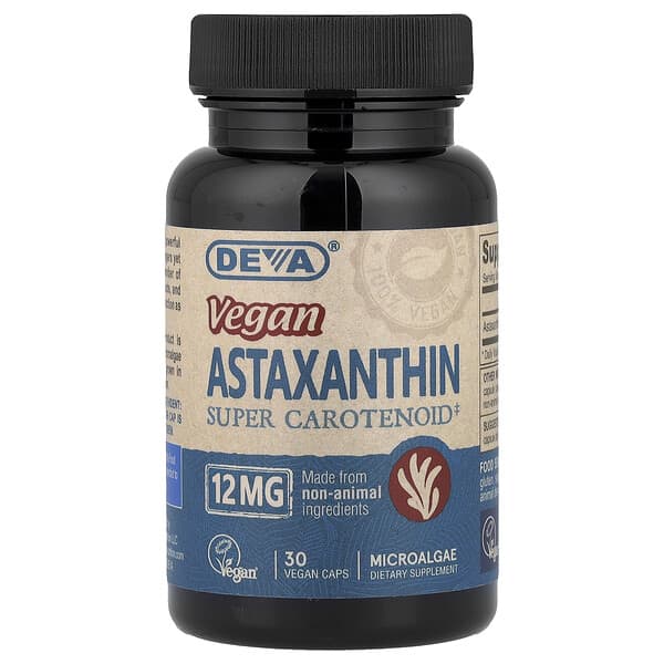 Deva Vegan Astaxanthin, Super Carotenoid, 12 mg, 30 Vegan Caps