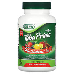 Deva, Tuba Prime Vegan Multivitamin, Iron Free, High Potency, 90 Coated Tablets