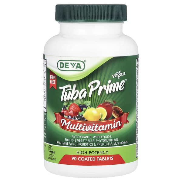 Vegan Tuba Prime™, Multivitamin, Iron Free, High Potency, 90 Coated Tablets
