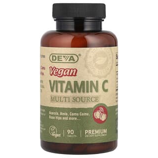 Deva, Vitamina C vegana, Varias fuentes, 90 comprimidos