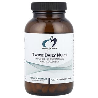 Designs For Health, Twice Daily Multi, zweimal tägliches Multivitaminpräparat, 120 pflanzliche Kapseln