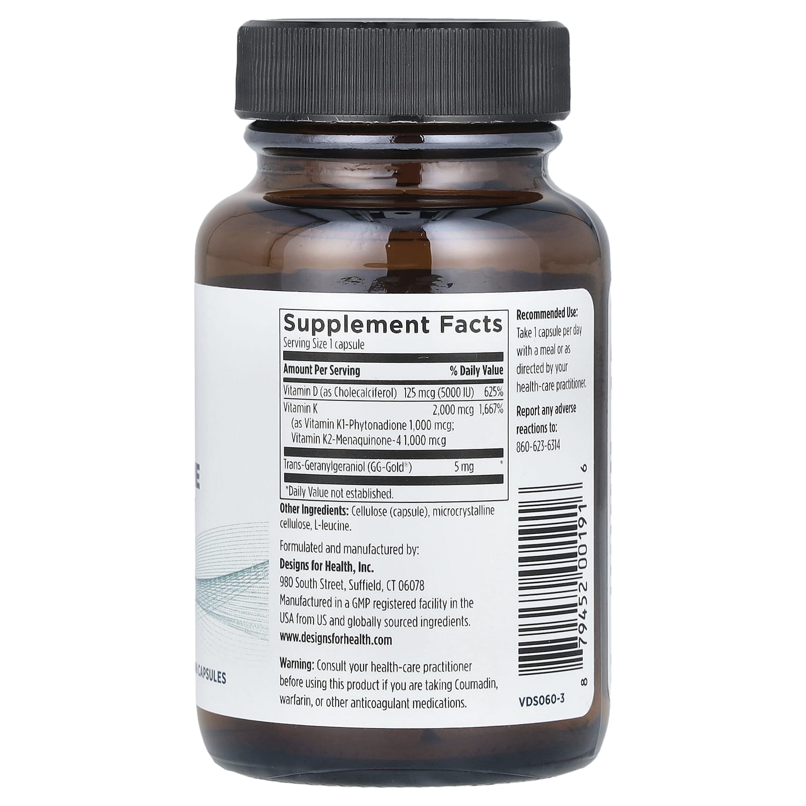 Designs For Health, Vitamin D Supreme with Vitamin K1 and K2, 60