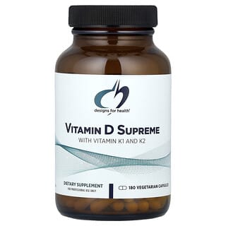 Designs For Health, Vitamin D Supreme with Vitamin K1 and K2, 180 Vegetarian Capsules