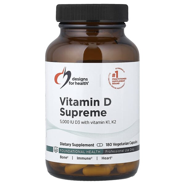 Vitamin D Supreme with Vitamin K1, K2, 180 Vegetarian Capsules