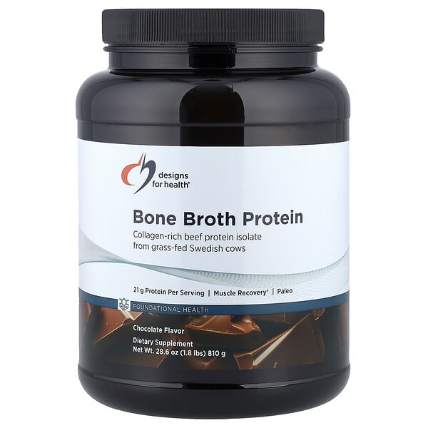Designs For Health, PurePaleo™, Bone Broth Protein, Chocolat, 810 g
