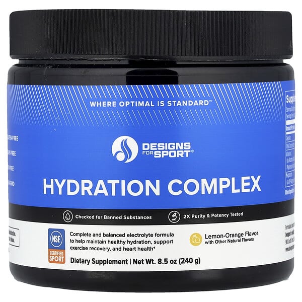 Designs For Sport®, Hydration Complex, Lemon-Orange, 8.5 oz (240 g)