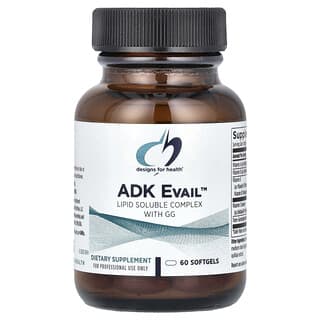 Designs For Health, ADK Evail™（エベイル）、GG配合脂溶性コンプレックス、ソフトジェル60粒