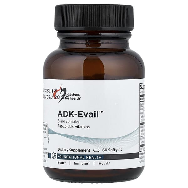 Designs For Health, ADK Evail™, GG 함유 지질 용해 복합체, 소프트젤 60정