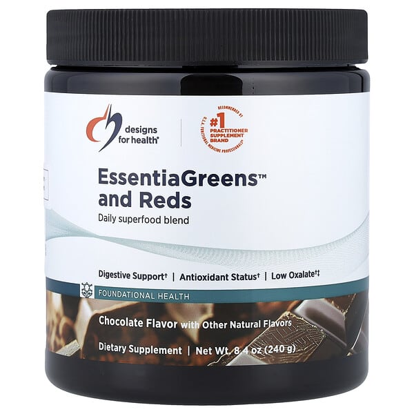 Designs For Health EssentiaGreens™ and Reds, Chocolate, 8.4 oz (240 g)