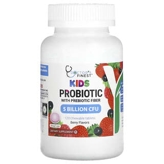 Doctor's Finest, Probiotique pour enfants avec fibres prébiotiques, Baies, 5 milliards d'UFC, 120 comprimés à croquer