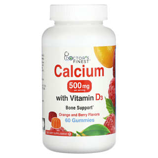 Doctor's Finest, Calcio con vitamina D3, naranja y bayas, 500 mg, 60 gomitas