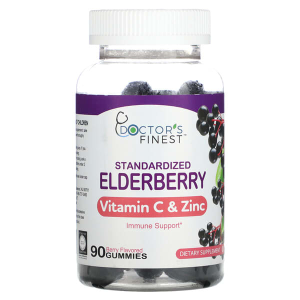 Doctor's Finest, Standardized Elderberry, Vitamin C & Zinc, Berry, 90