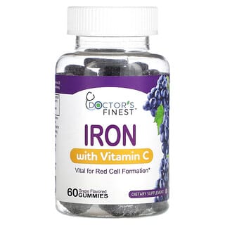 Doctor's Finest, Iron with Vitamin C, Grape, 60 Gummies