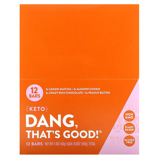 Dang Foods, Paquete variado de barritas cetogénicas, 12 barritas, 40 g (1,4 oz) cada una