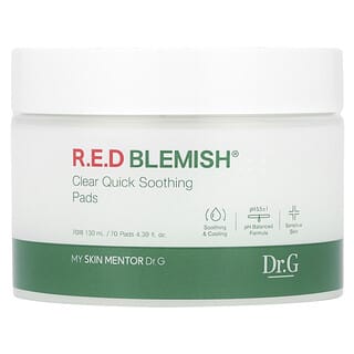 Dr. G, RED Blemish（レッドブレミッシュ）、クリア クイックスージングパッド、70枚、130ml（4.39液量オンス）