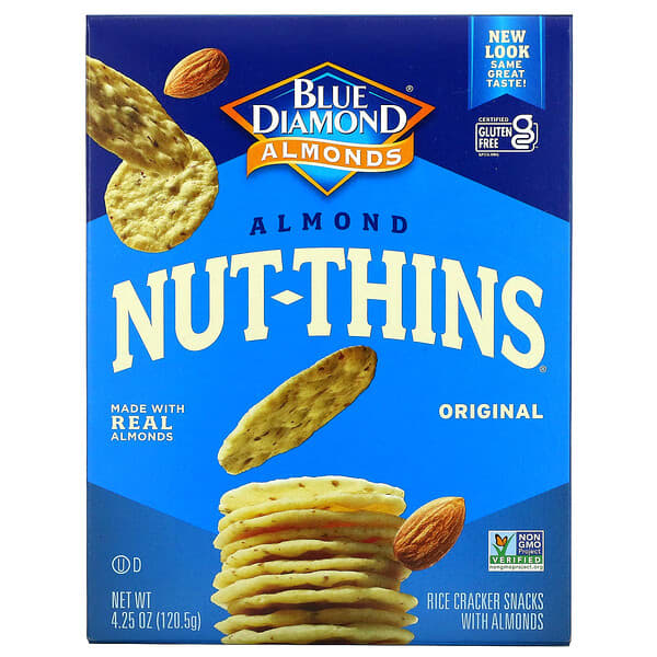 Blue Diamond, Almond Nut-Thins, Reiscracker-Snacks mit Mandeln, Original, 120,5 g (4,25 oz.)