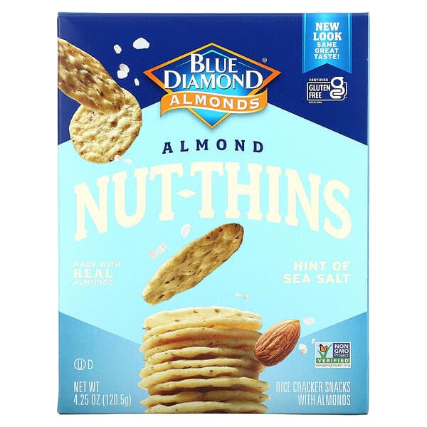 Blue Diamond, Almond Nut-Thins, Rice Cracker Snacks, Hint of Sea Salt, 4.25 oz (120.5 g)