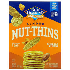 Blue Diamond, Almond Nut-Thins, Rice Cracker Snacks with Almonds, Cheddar Cheese, 4.25 oz (120.5 g)