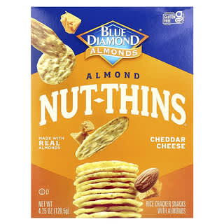 Blue Diamond, Almond Nut-Thins, снэки из рисовых крекеров с миндалем, сыр чеддер, 120,5 г (4,25 унции)