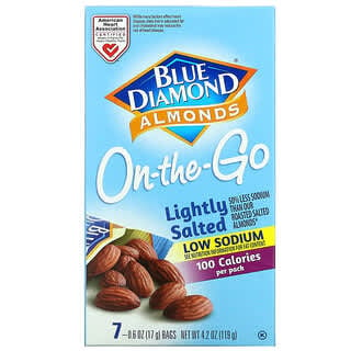 Blue Diamond, Almonds, On-The-Go, Lightly Salted, Low Sodium, 7 Bags, 0.6 oz (17 g) Each