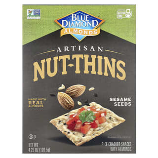 بلو دايمند‏, Artisan Nut-Thins ، وجبات خفيفة من مقرمشات الأرز مع اللوز ، بذور السمسم ، 4.25 أونصة (120.5 جم)