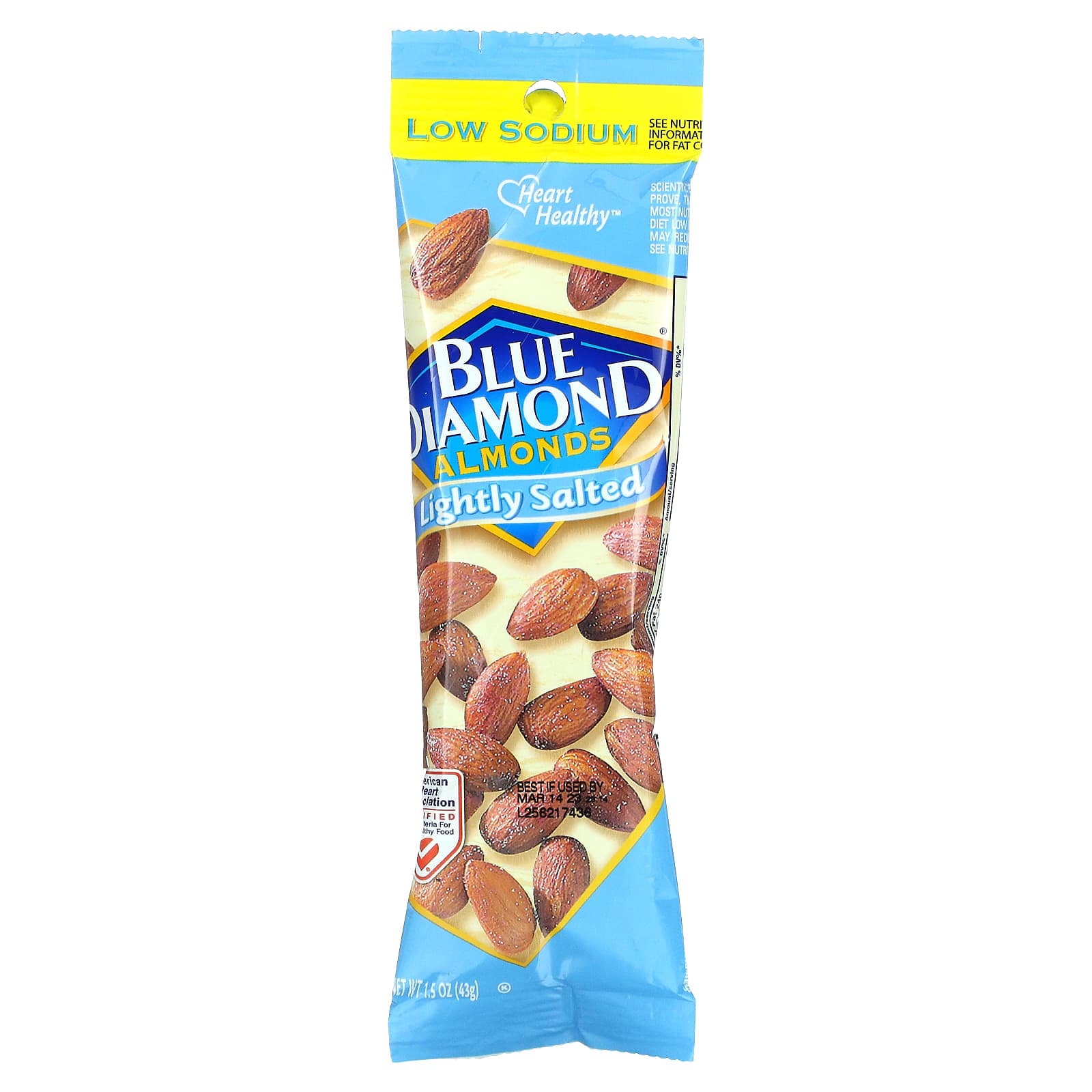 Blue Diamond, Almonds, Low Sodium, Lightly Salted, 12 Tubes, 1.5 oz (43