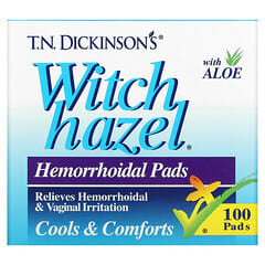 Dickinson Brands, T.N. Dickinson's Witch Hazel Hemorrhoidal Pads with Aloe, 100 Pads