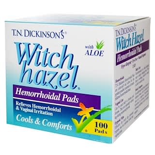 Dickinson Brands, T.N. Almohadillas de hamamelis para hemorroides Dickinson, con Aloe, 100 almohadillas