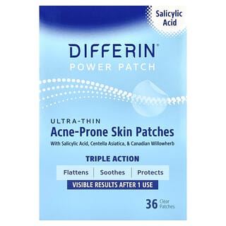 Differin, Power Patch, Acne-Prone Skin Patches, Ultra-Thin, 36 Clear Patches
