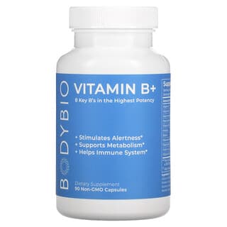 BodyBio, Vitamin B+, 90 Non-GMO Capsules