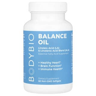 BodyBio, Balance Oil, Mezcla de ácido linoleico (LA) y ácido linolénico (ALA), 60 cápsulas blandas sin OGM