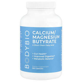 BodyBio, Calcium/ Magnesium Butyrate, Calcium-/Magnesiumbutyrat, 250 GMO-freie Kapseln