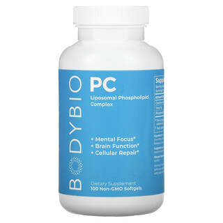 BodyBio, фосфатидилхолин, липосомальный фосфолипидный комплекс, 100 капсул без ГМО