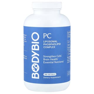 BodyBio, PC, Complejo de fosfolípidos liposomales, 300 cápsulas blandas sin OGM (650 mg por cápsula blanda)