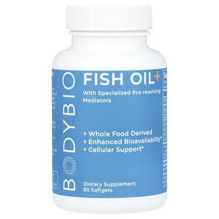 BodyBio, Fish Oil+, Fischöl, 60 Weichkapseln