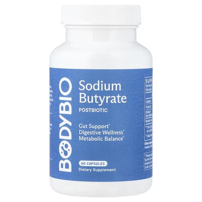BodyBio, Sodium Butyrate, 60 Non-GMO Capsules