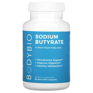 BodyBio, الحامض الزبدي للصوديوم، 60 كبسولة غير معدلة وراثيًا