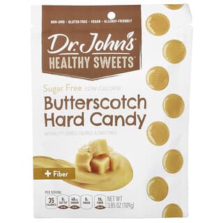 Dr. John's Healthy Sweets, Bonbons au caramel dur, + Fibres, sans sucre, 109 g