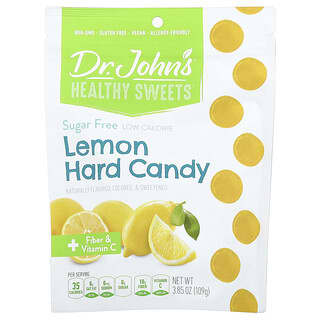 Dr. John's Healthy Sweets, レモンハードキャンディ、食物繊維＆ビタミンC入り、砂糖不使用、109g（3.85オンス）