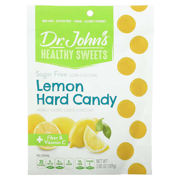 Dr. John's Healthy Sweets, Zitronen-Hartbonbons, + Ballaststoffe und Vitamin C, zuckerfrei, 109 g (3,85 oz.)