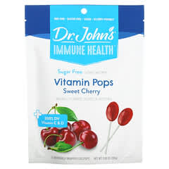 Dr. John's Healthy Sweets, Immune Health, Vitamin Pops, + 200% DV, Vitamin C und D, Süßkirsche, zuckerfrei, 14 einzeln verpackte Lutscher, 109 g (3,85 oz.)