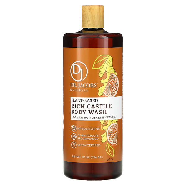 Dr. Jacobs Naturals, PlantBased Rich Castile Body Wash, Orange