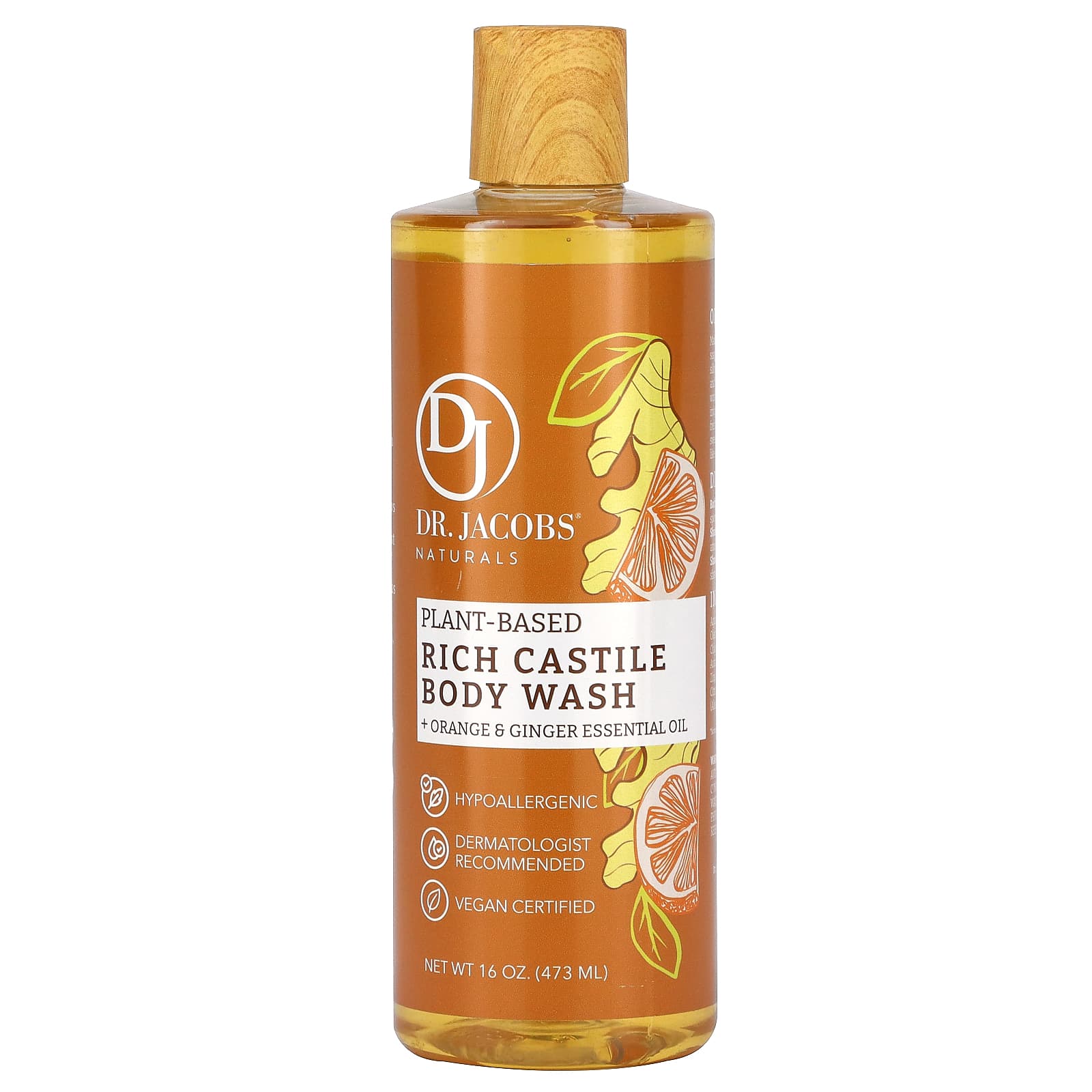 Dr. Jacobs Naturals, PlantBased Rich Castle Body Wash, Orange & Ginger
