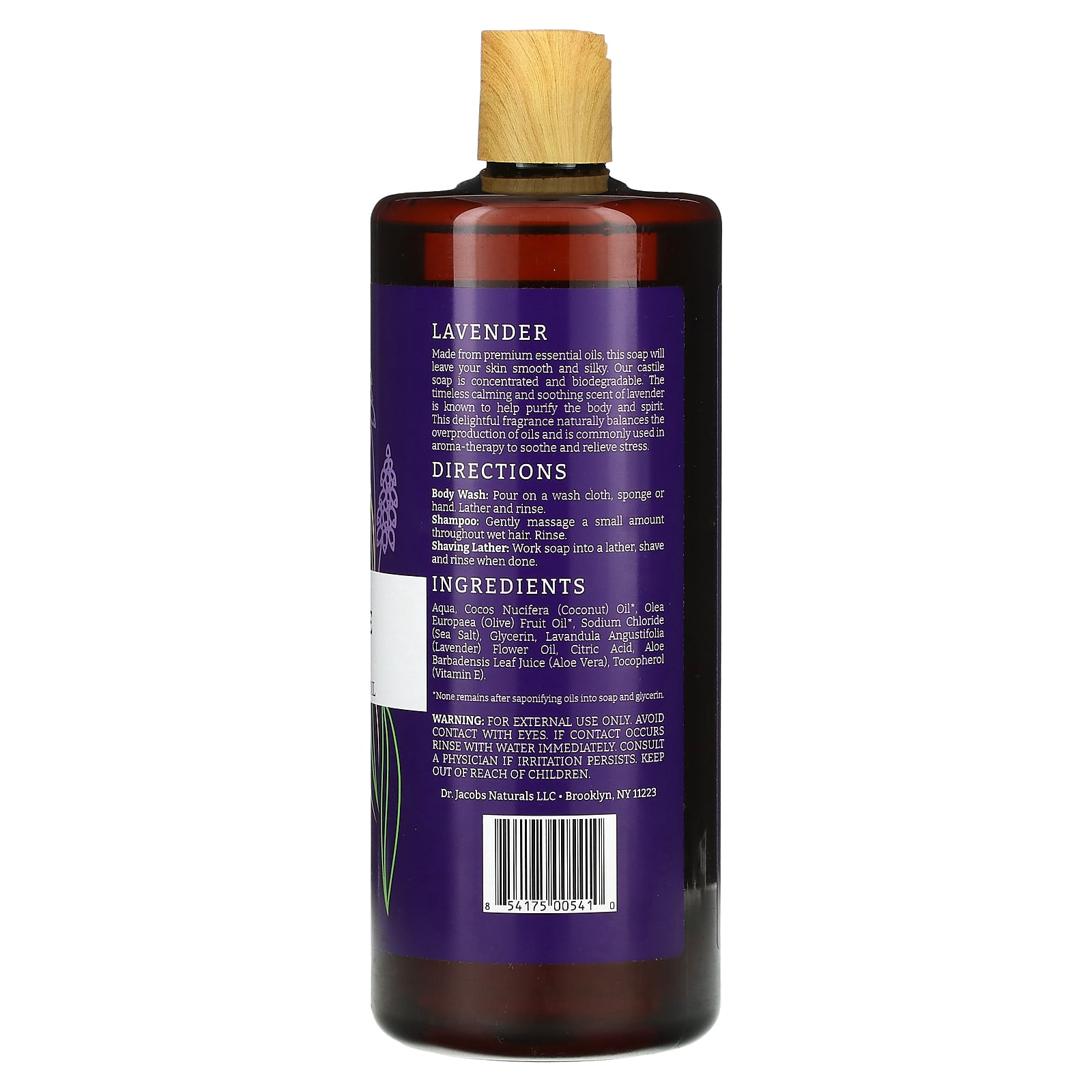Dr. Jacobs Naturals, PlantBased Rich Castile Body Wash + Lavender